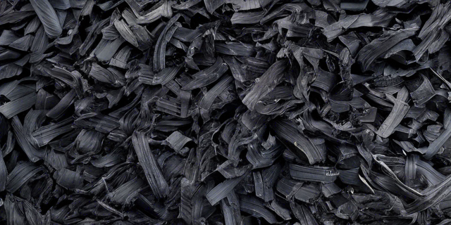 Shredded tires in a pile.